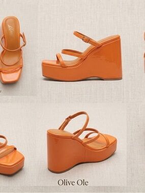 Orange Patent Platform Wedge Sandal